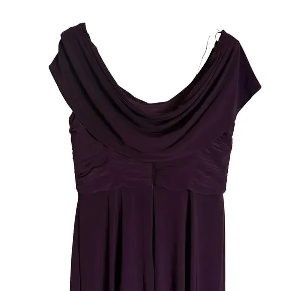 Alex Evenings Eggplant Purple Cowl Neck Embellished Waist Slit Long Gown Size 10 - Picture 8 of 11